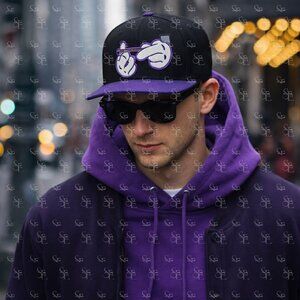 Purple and Black 420 Streetwear Snapback Hat Cannabis Graphic Cap